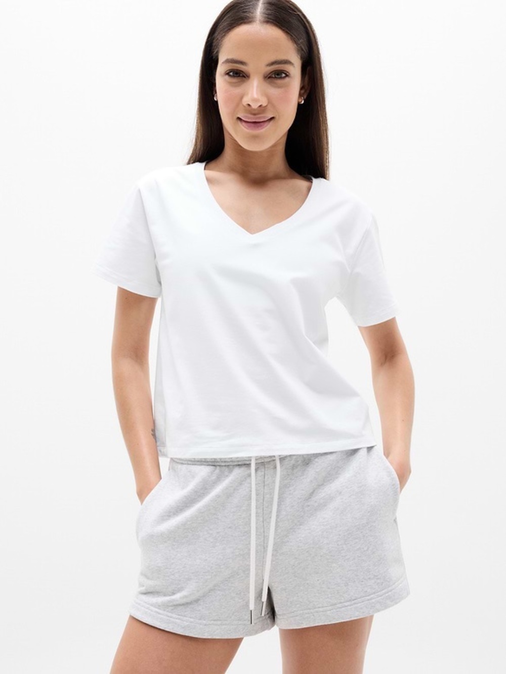 Athleta V Neck Basic Tee in Bright White Capsule Essentials SOLD OUT ONLINE NWT